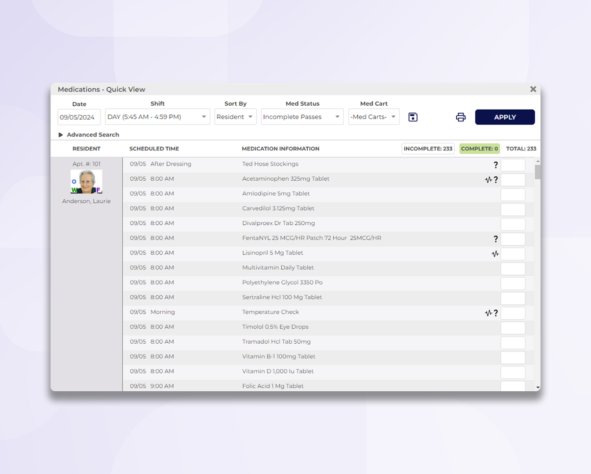 screenshot of ECP eMAR